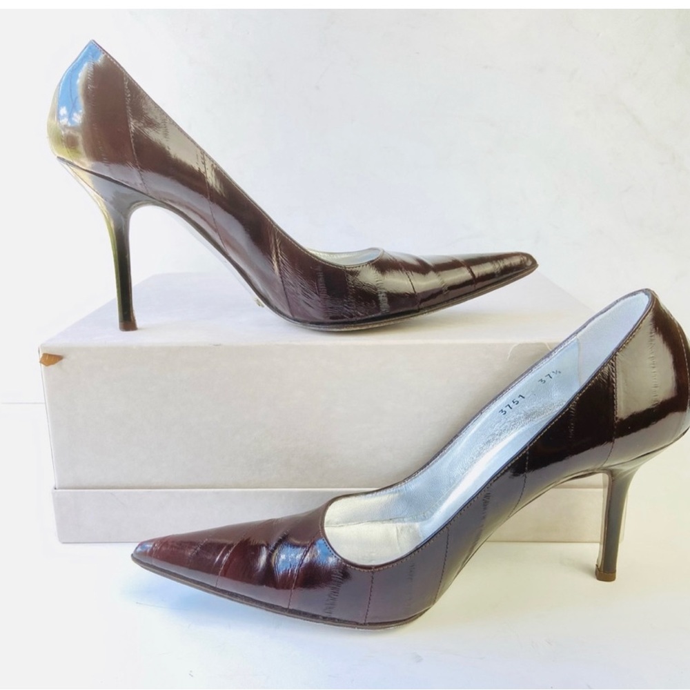 Dolce & Gabbana chocolate brown eel skin pumps